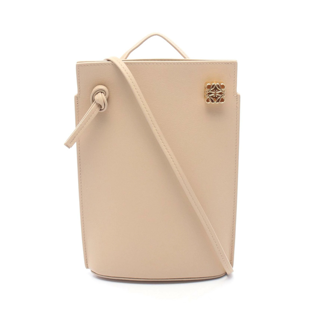 Loewe Dice Pocket Shoulder Bag Leather Beige